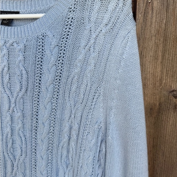 Ann Taylor Factory Light Blue Cable Knit Sweater Size Medium - Picture 7 of 15